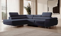 Stevil L-shaped corner sofa with sleeping function with Castel 79 container, easy-to-clean velvet, left-hand side