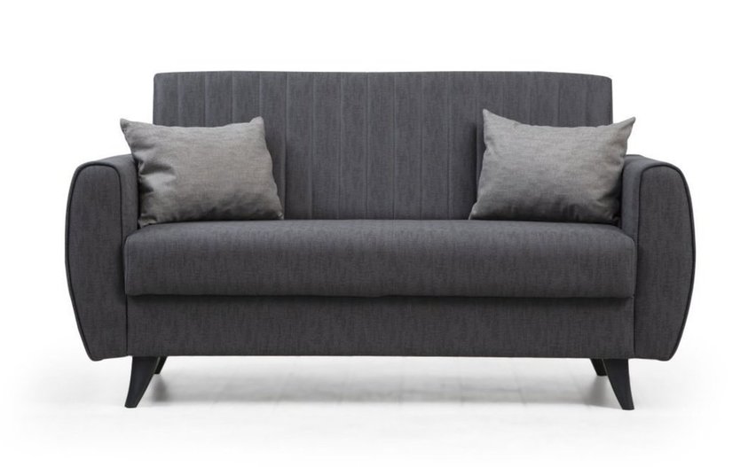 Compulle two-seater sofa with vertical stitching on the backrest, dark gray