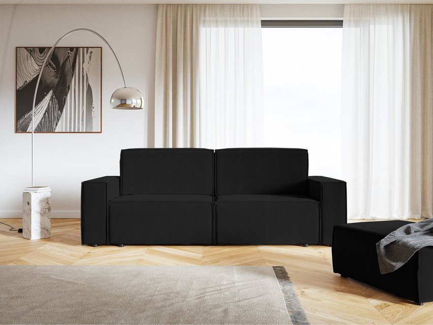 Copertino three-seater sofa, black, hydrophobic velvet