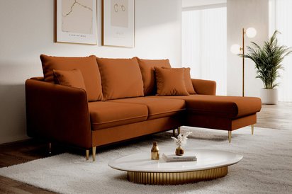 Three-seater corner sofa with sleeping function Volio Magic Velvet 2286 hydrophobic velvet universal golden legs