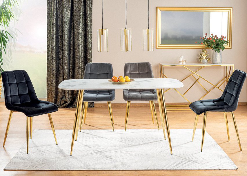 Uniffspres Dining Table 80-140 cm White Marble-Gold