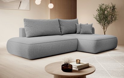 Foggi Melody 04 L-shaped corner sofa with sleeping function with right-hand chenille container