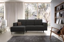 Rodario mini dark gray corner sofa with sleeping function with left-hand corduroy container