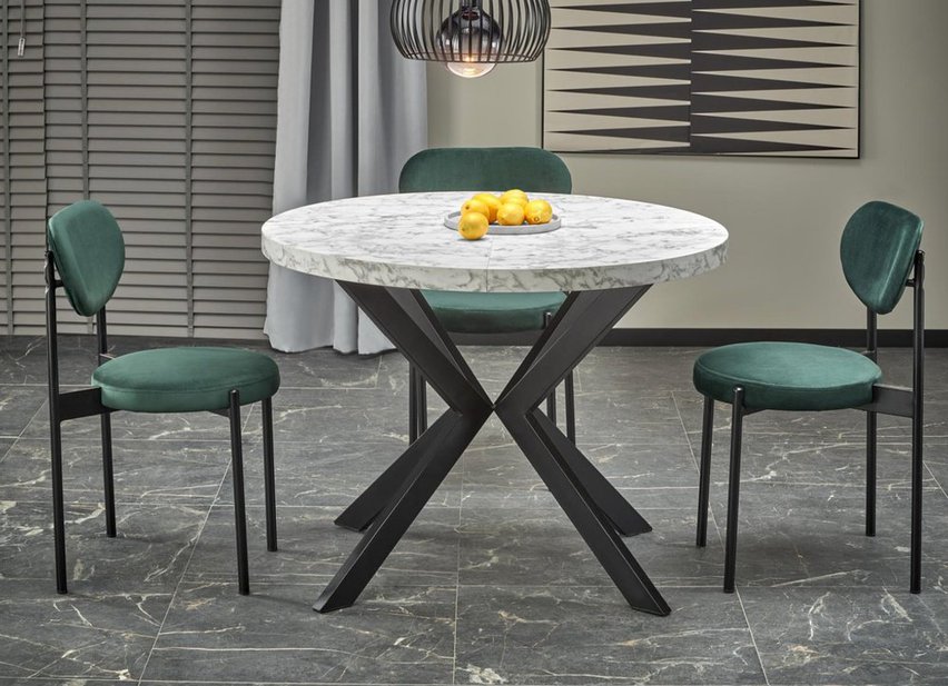 Obereler extendable table 100-250x100 cm white marble/black