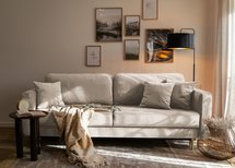 Valico three-seater sofa with gold legs