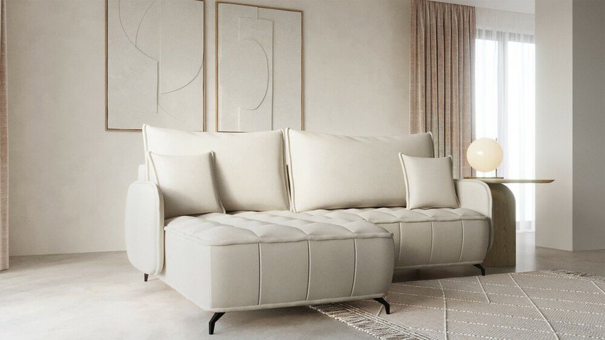 Corner sofa with sleeping function Arandes L-shaped with container Castel 03 easy-cleaning velvet left-hand side