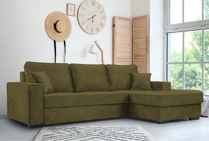 Corner sofa with sleeping function Pazzano L-shaped with container Palladium 10 right-hand side