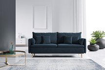 Gennario three-seater sofa bed with storage (Fabric: Cloud 79, Legs: Gold)