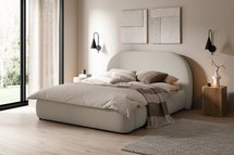 Upholstered bed 180x200 cm Ovo with Abriamo 02 storage, metal frame, boucle gas lift