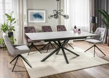 Logan extendable table 160(200)x90 cm white marble/matt black
