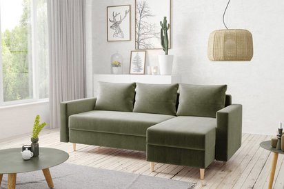 Corner sofa with sleeping function Indeally L-shaped with container universal Kronos 46 velour