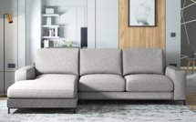 Mokpeo corner sofa bed in easy-clean light gray fabric (Side: Left)