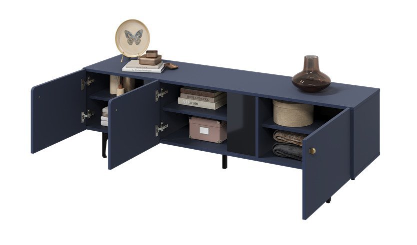 Colours TV cabinet, three-door, 165 cm, navy blue