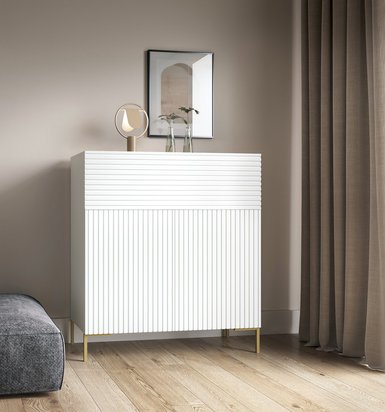 Lammelo tall chest of drawers, 92 cm, white with gold legs