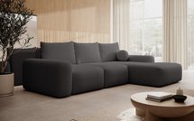 Carnos L-shaped corner sofa with sleeping function, with a ball, single Moly 85 pillows, hydrophobic chenille, right-hand side