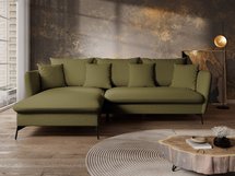 Castilio L-shaped corner sofa with sleeping function with Moly 38 container, hydrophobic chenille, left-hand side