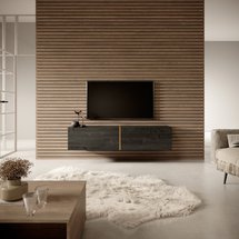 Bisira TV cabinet 140 cm Black ash with gold insert