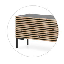 Lammelo TV cabinet 140 cm black/oak slats