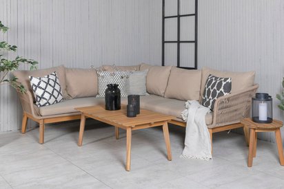 Comforre garden furniture set with corner sofa and coffee table, wooden, beige