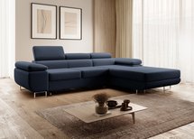 Ganta L-shaped corner sofa with sleeping function with container Castel 79, easy-to-clean velvet, right-hand