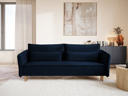 Three-seater sofa Ummo Magic Velvet 2204 with a container, hydrophobic fabric, velor, gold legs