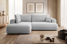 Ovo II L-shaped corner sofa with sleeping function Castel 80 with side and container, easy-to-clean velvet, left-hand