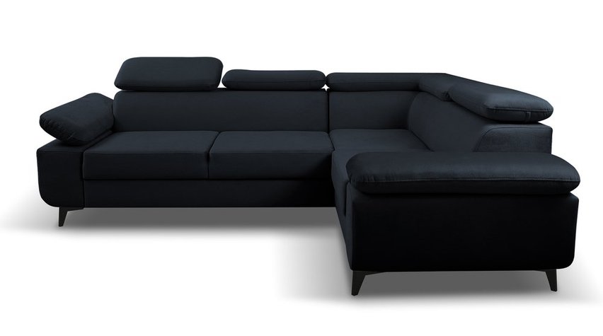 Corner sofa with sleeping function Beraus Castel 79 in hydrophobic velvet fabric, right-hand side