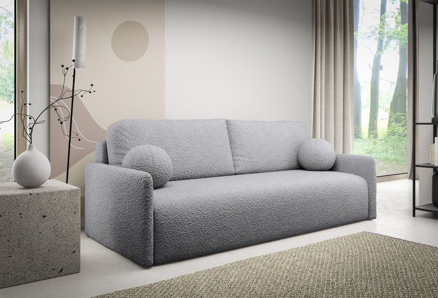 Glove sofa bed with Abriamo 6 boucle bedding container