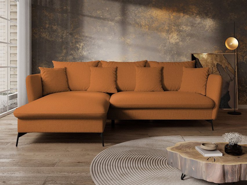 Castilio L-shaped corner sofa with sleeping function with Moly 54 container, hydrophobic chenille, left-hand side