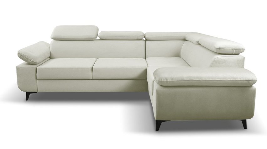 Corner sofa with sleeping function Beraus Castel 04 in hydrophobic velvet fabric, right-hand side