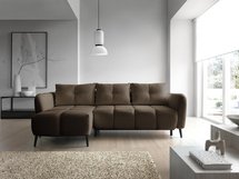 Odisso L-shaped corner sofa with sleeping function with Catch Me 03 boucle container, left-handed