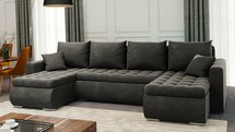 Corner sofa with sleeping function Derkan U (Fabric: Riviera 95)