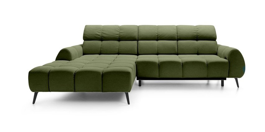 Perre L-shaped corner sofa bed with electrically extendable seat and adjustable headrest (Fabric: Castel 39, Side: Left)