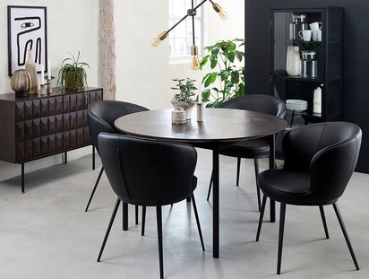 Chesseo round table 120 cm on metal legs espresso oak