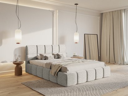 Upholstered bed 160x200 cm Cloudy with storage light gray Toronto 02