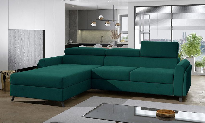 Melegueta corner sofa bed (Fabric: Monolith 37, Side: Left)