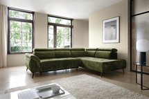 Corner sofa with sleeping function Mamutio L-shaped with side section Aphrodite 12 chenille right-hand side