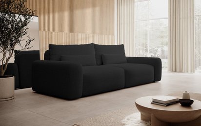 Carnos Moly 99 three-seater sofa, hydrophobic chenille, black legs