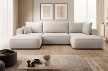 Ovo U-shaped corner sofa with sleeping function with container Castel 04, easy-to-clean velvet, right-hand side