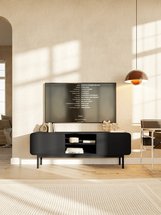 TV cabinet Oro 154 cm with two drawers and a recess on legs, black