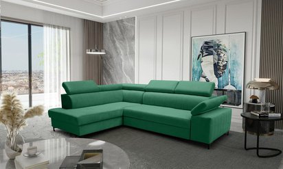 Tazzola L-shaped corner sofa bed with storage (Fabric: Manila 35, Side: Left)