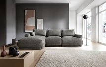 Divo L-shaped corner sofa with sleeping function, gray, hydrophobic braid, left-hand side