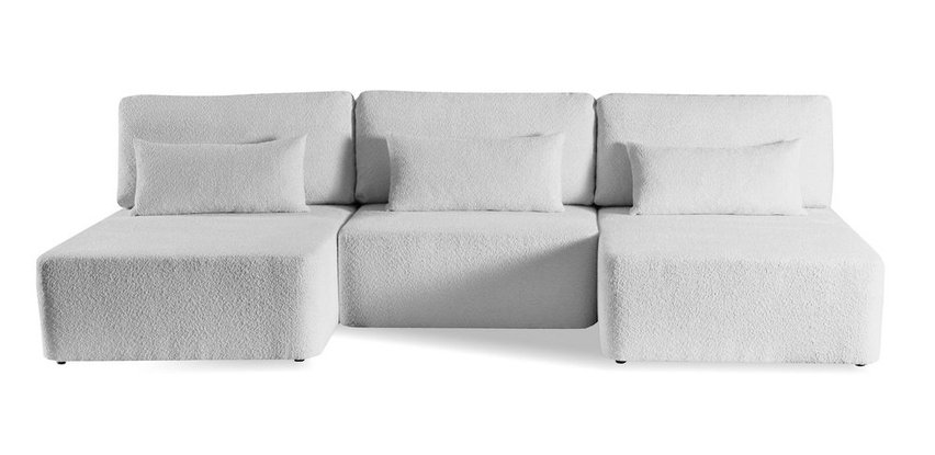 Corner sofa with sleeping function Moduliano U-shaped with container universal light gray boucle