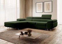 Ganta L-shaped corner sofa with sleeping function with Castel 39 container, easy-to-clean velvet, left-hand side