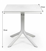 Clip Nardi square garden table, 70 cm, made of certified white material