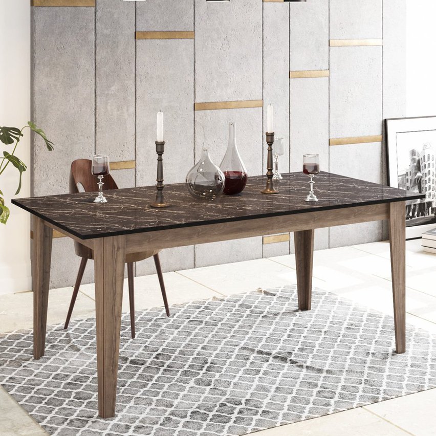 Lomett Dining Table 180x76.8 cm Walnut - Marble