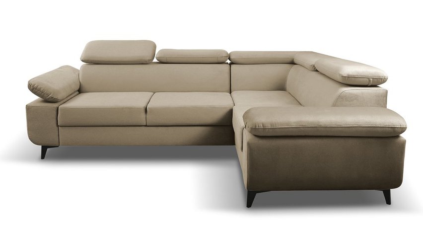 Corner sofa with sleeping function Beraus Castel 15 in hydrophobic velvet fabric, right-hand side