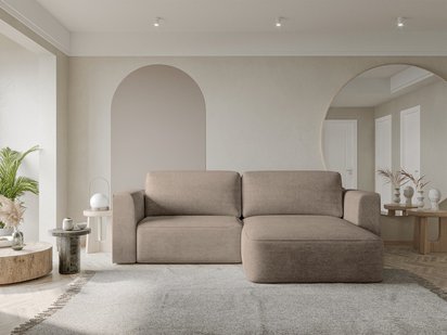 Corner sofa with sleeping function Sarrabi L-shaped right-hand side with storage Imagine me 04 hydrophobic chenille