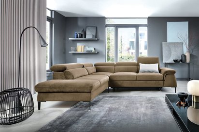 Naverro L-shaped corner sofa bed (Side: Left, Fabric: Monolith 09)