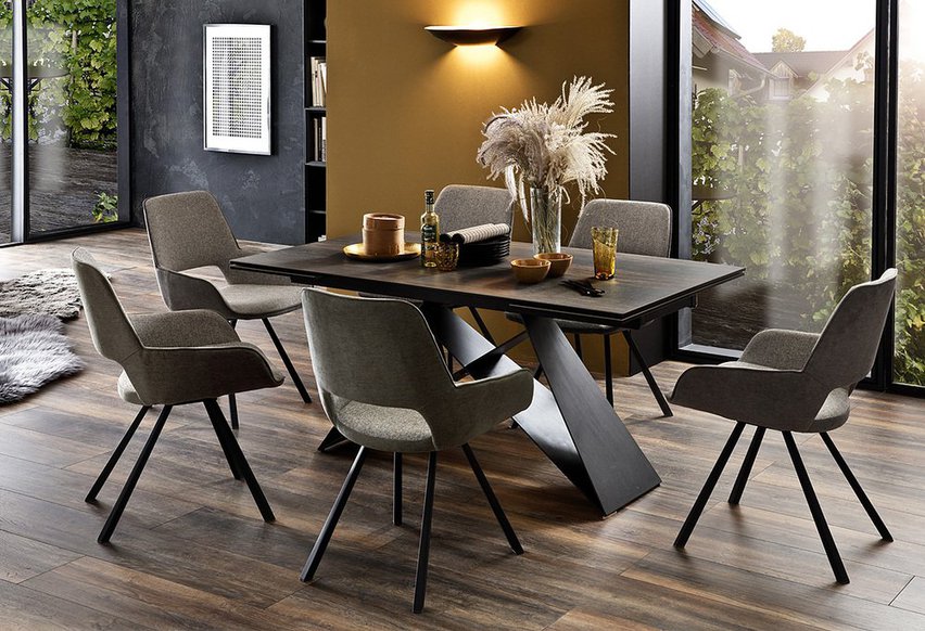 Hootion extendable dining table 160x240x90 cm dark wood